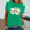 thumbnail image 2 of KIHOUT Nouveau Haut de Mode d'Été pour Femmes 2025, T-Shirt à Manches Courtes à Col Rond Décontracté à Imprimé Floral Vert m, 2 of 5