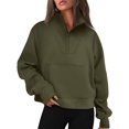 thumbnail image 1 of Womens Half Zip Up Cropped Hoodies Pullovers Sweatshirts Quarter Zipper Rib Knit Sweaters Fall Winter Clothes 2023, 1 of 9