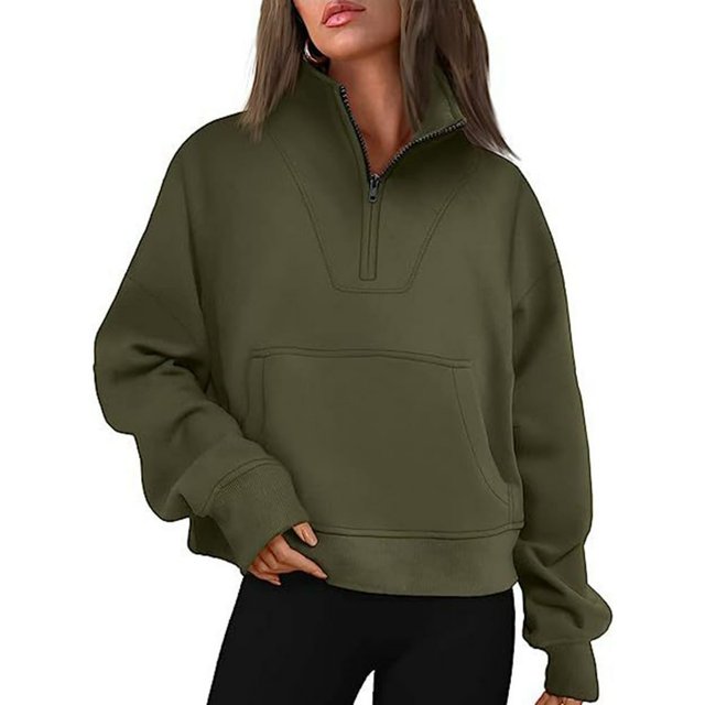 Womens Half Zip Up Cropped Hoodies Pullovers Sweatshirts Quarter Zipper Rib Knit Sweaters Fall Winter Clothes 2023