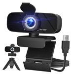 Full HD 1080P Webcam with Microphone and Rotatable 1080P Webcam with USB Cable