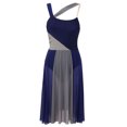 thumbnail image 1 of RUNQHUI Robe Justaucorps Sans Manches en Mesh à Blocs de Couleur pour Femmes, Danse Moderne Contemporaine, Bleu Marine P, 1 of 6
