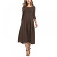 thumbnail image 1 of Robe Midi Longue Évasée à Manches 3/4 pour Femmes, 1 of 5