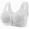 thumbnail image 3 of Yanlir 3PCS Bras for Women's No Underwire Wireless Bras Front Button Design Push Up Full Coverage Adjustable Straps U Shaped Back Comfortable Everyday Bra(White#1,4XL), 3 of 3