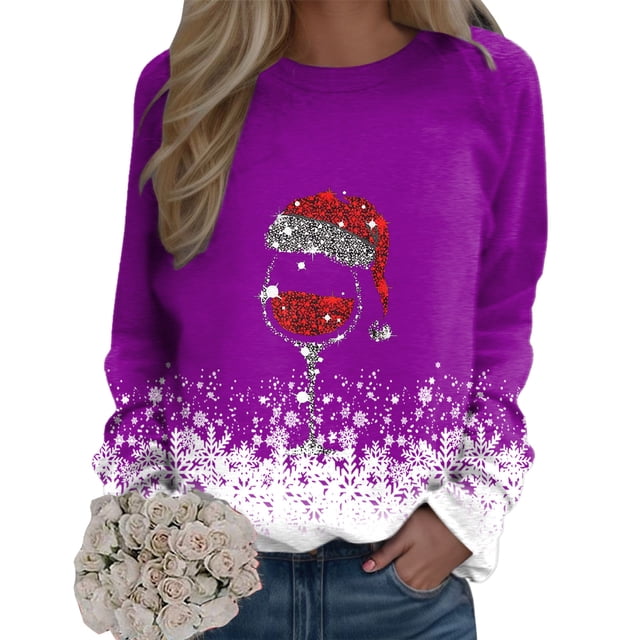 Kcodviy Chandail de Noël Quotidien pour Femmes « Merry Noël Auntie » pour Femmes, Imprimé, Col Rond, Chandails de Mariée pour Femmes, Col Rond, Coupe Ajustée, Chandails à Enfiler, Hauts Décontractés à Manches Longues, Chandails d'Entraînement, Blouse Ample