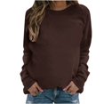 thumbnail image 1 of Hauts à Manches Longues pour Femmes Mode Femmes Décontracté Manches Longues Col Rond Uni Chandail pour Dames Hauts Blouse Blouses à Manches Longues pour Femmes Hauts à Manches Longues Hauts pour Femmes Manches Longues, 1 of 4