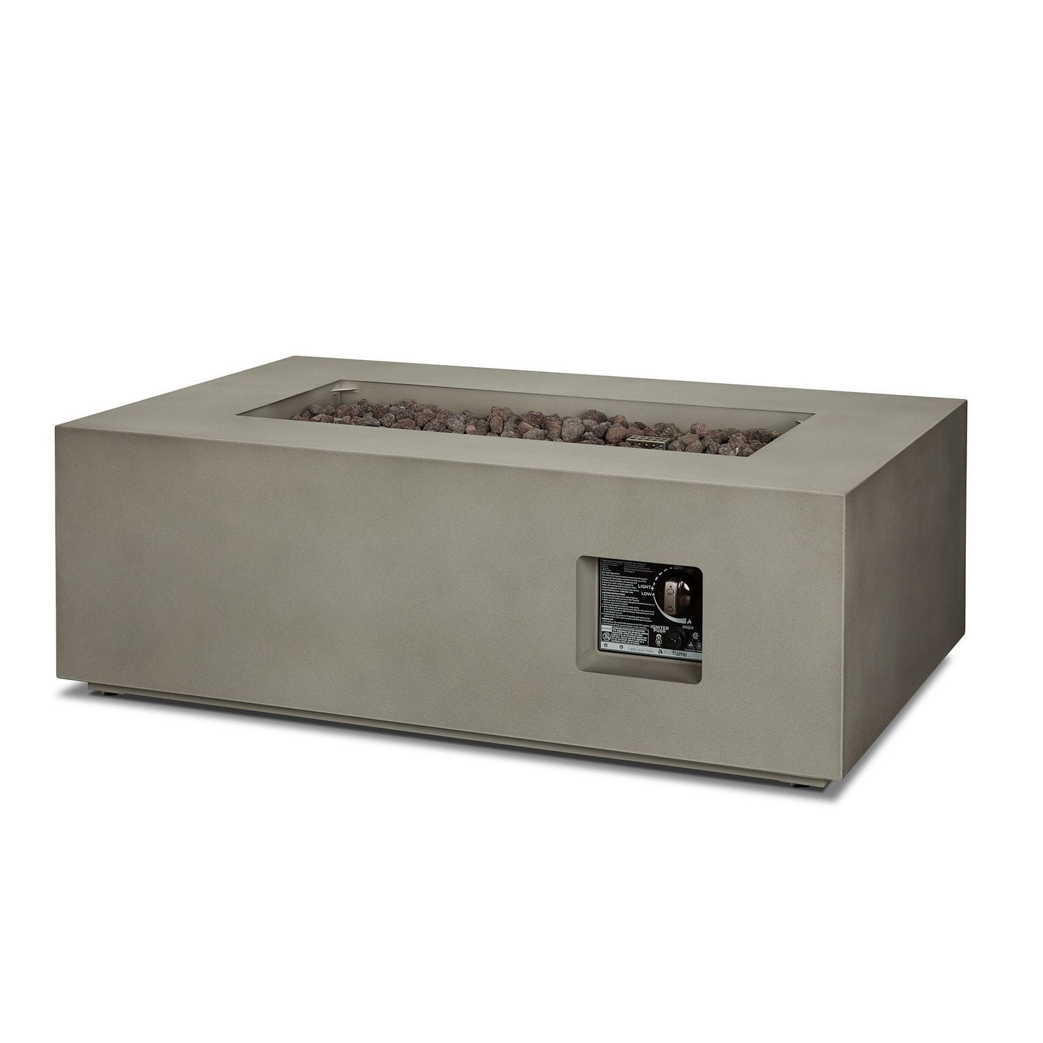 Aegean Small Rectangle Propane Gas fire table in Mist Gray with Natural Gas Conversion kit