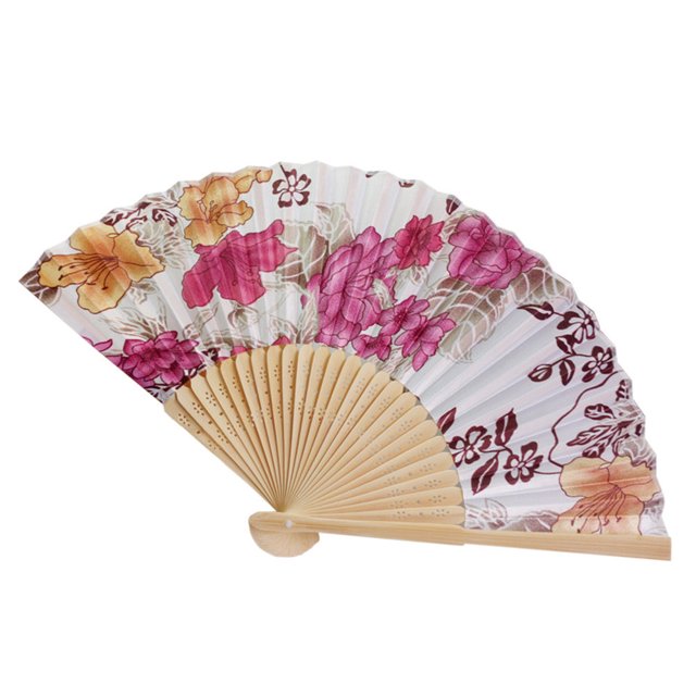 VogueV Ladies Satin Folding Fan - Elegant Handheld Cooling Accessory K