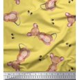 thumbnail image 1 of Soimoi Yellow Poly Georgette Fabric Footprints & Mouse Kids Print Sewing Fabric Yard 52 Inch Wide, 1 of 5
