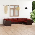 thumbnail image 1 of vidaXL 9 Piece Garden Lounge Set with Cushions Poly Rattan Brown, 1 of 4