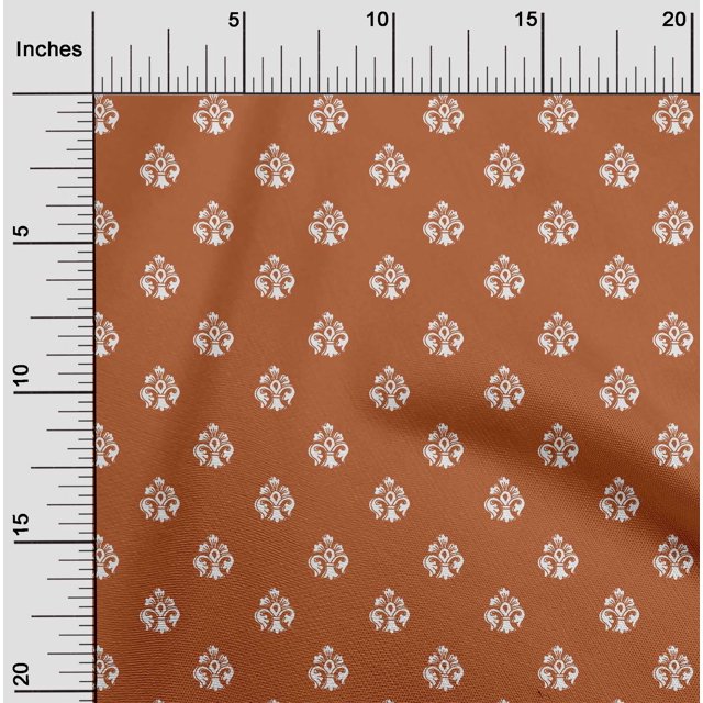 oneOone Cotton Poplin Fabric Floral Block Printed Fabric 1 Yard 56 Inch Wide
