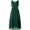 thumbnail image 1 of TDAO Robe en Chiffon Sans Manches Col en V Perlée Mariage Demoiselle d'Honneur Soirée Bal Robe de Bal Formelle Vert Armée 12, 1 of 7