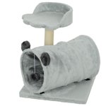CoSoTower 18.5" Small Cat Tree, Compact Cat Tower with Tunnel, Scratching Post, Plush Bed, Dangling Ball, for Indoor Use, Grey