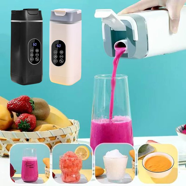 Juicer Cup, Multifunctional Portable Juicer Cup with Digital Display, Fruit Mixers Juicers Electric Juicer, Shakes and Smoothies, 4-Speed for Crushing Ice, Wireless Portable Blender Rechargeable