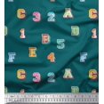 thumbnail image 1 of Soimoi Japan Crepe Satin Fabric Numbers & Alphabets Text Printed Fabric 1 Yard 42 Inch Wide, 1 of 3