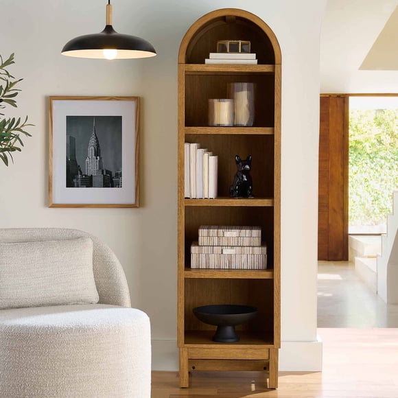 Better Homes & Gardens Juliet Narrow Arch Bookcase, Light Honey, for Adults