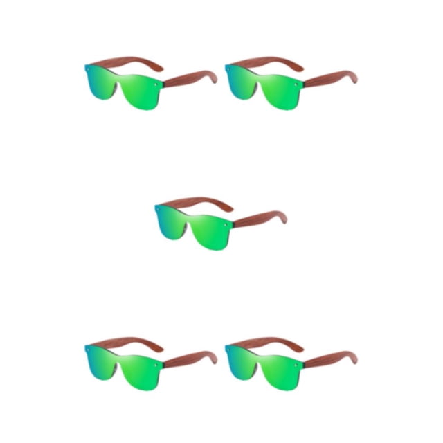 Decodeary Protection Wooden Fashion Colorful Lens Options Lightweight Frame green 5Set