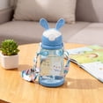 thumbnail image 4 of Bouteille d'Eau en Paille en Forme de Lapin avec Couvercle Rabattable, Bouteille en Plastique Réutilisable de Grande Capacité pour l'Extérieur, les Déplacements et l'Hydratation Quotidienne, 4 of 6