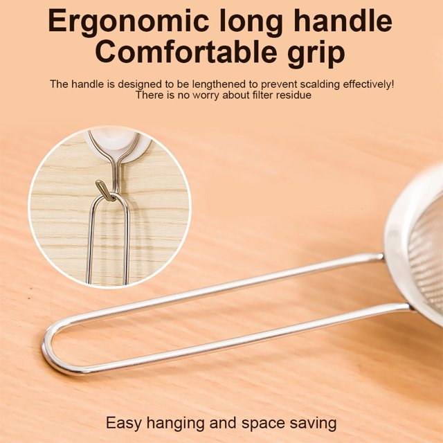 Fine Mesh Strainer for Kitchen Stainless Steel Tea Stainless Steel Tea Colander Colander Long Handle Food Sifter Flour Sieve Baking Tool, 7cm