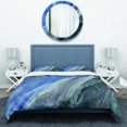 thumbnail image 2 of Designart 'Black And Blue Abstract Water Painting' Geometric Bedding Set - Duvet Cover & Shams, 2 of 4
