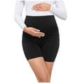 thumbnail image 2 of Maternity Shorts, Womens Solid Color High Waisted Belly Lifting Pocket Maternity Shorts, 2 of 3