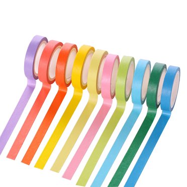Craft Tape Solid Color 10 Rolls Rainbow Thin 16.4ft Cover Tape Planner Tape