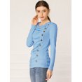 thumbnail image 2 of INSPIRE CHIC Women's Cowl Neck Buttons Decor Long Sleeves Ruched Top, 2 of 6