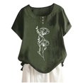 thumbnail image 2 of Blouses pour Femmes, Mode Blouses Imprimées Décontractées pour Femmes Chemises à Boutons Manches Courtes Col Rond Hauts, 2 of 4