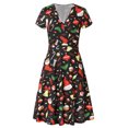 thumbnail image 1 of Pompotops Robe d'Été à Manches Courtes Col en V Vintage Cadeau de Noël à Carreaux pour Femmes, 1 of 5
