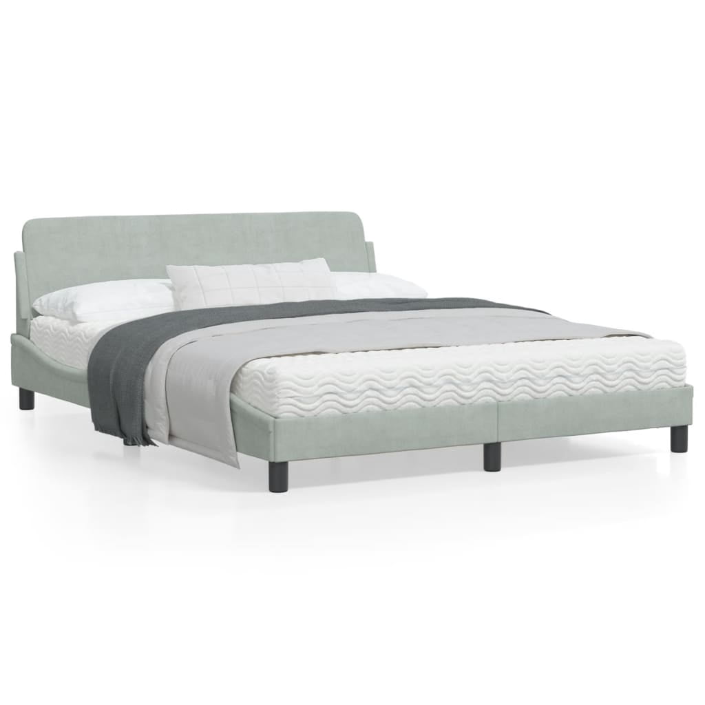 vidaXL Cadre de Lit avec Tête de Lit Gris Clair 152x203 cm Velours