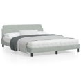 thumbnail image 1 of vidaXL Bed Frame with Headboard Light Grey 152x203 cm Velvet, 1 of 5