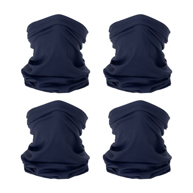 Uxcell Neck Gaiter, 4 Pack Breathable Cooling Face Cover Scarf for Cycling Running, Navy Blue