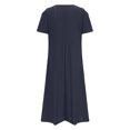 thumbnail image 4 of Pisexur Robe à Manches Courtes à Col Rond pour Femme Été Confort Mode Couleur Unie Bouton Ajouré Poche Robe à Manches Courtes à Col Rond Robe Femme, 4 of 6