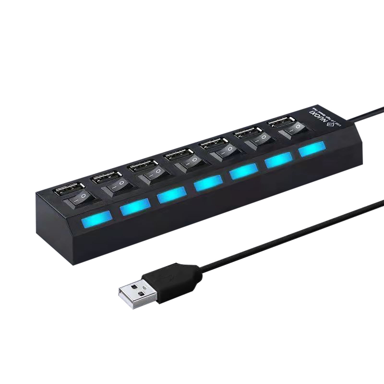 Multi Port USB Hub Splitter 7 Port USB 2.0 Hub For Laptop USB Port Expander With On/Off Individual Switch Compatible For All USB Device