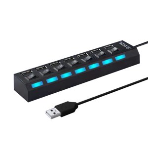 Ports multiples USB Splitter Hub 7 Port USB 2.0 Hub pour ordinateur portable USB Port Expander avec Interrupteur Individuel En marche/Arrêt Compatible pour tous USB Périphérique