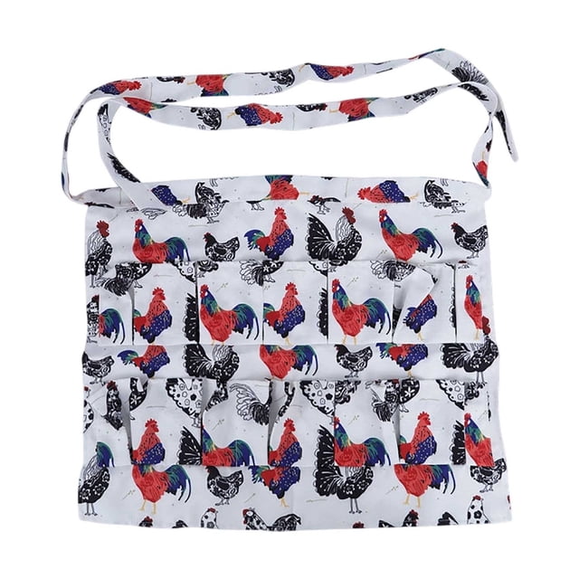 Egg Collecting Apron With Multiple Pockets Chicken Print Design Durable Polyester Gardening Apron For Farm Poultry Care And Harvesting Chef Apron And Teacher Apron Baking Apron Joke Garden Apron with