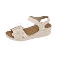 thumbnail image 2 of Latrodar Sandales Compensées pour Femmes Sandales de Randonnée Femmes Plage Confortables Extensibles Fleurs Sandales Boucle Bout Rond Chaussures Talon Plat (O"-1) Sandales Larges Solides pour Femmes Âgées Anniversaire, 2 of 5