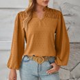 thumbnail image 2 of Timegard Hauts pour Femmes à Manches Longues Froncés à Col en V Fluides Légers Blouse de Bureau Chic Décontractée Ample Hauts, 2 of 5