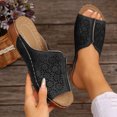 thumbnail image 1 of Gspmoly Sandales à Enfiler pour Femmes, Mode Décontractée d'Été Nouvelle Plage Bout Rond Couleur Unie Sandales Compensées Ajourées Pantoufles pour Femmes Noir 37, 1 of 8