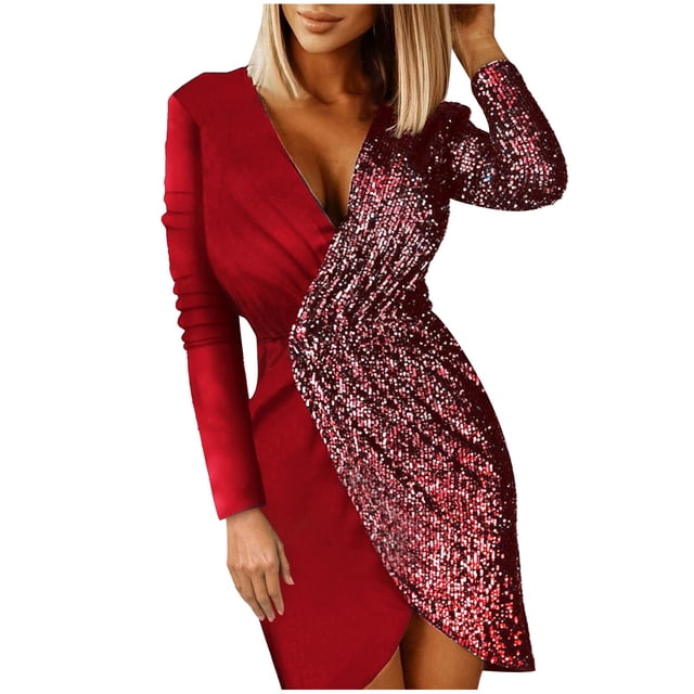 Ketyyh-chn99 Robes de Soirée pour Femmes Robes de Soirée Formelles pour Mariage Robe de Soirée Élégante à Manches Évasées pour Femmes Grande Taille Rouge,TG