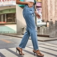 thumbnail image 4 of Soki Jeans Skinny pour Femmes, Jeans Raccourcis Extensibles Taille Haute, Pantalon à Jambe Droite, 4 of 8