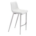 thumbnail image 1 of ZUO Magnus Chaise de Bar (Lot de 2) Blanc & Argent, 1 of 6