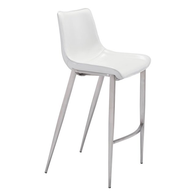 ZUO Magnus Chaise de Bar (Lot de 2) Blanc & Argent