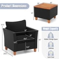 thumbnail image 4 of Costway 3PCS Patio Rattan Furniture Set Cushioned Sofa Storage Table with Wood Top Black, 4 of 10