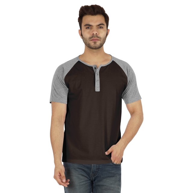 Inkmeso Short Raglan Sleeve Cotton Lightweight Solid T-Shirts Classic Henley T-Shirt For Mens