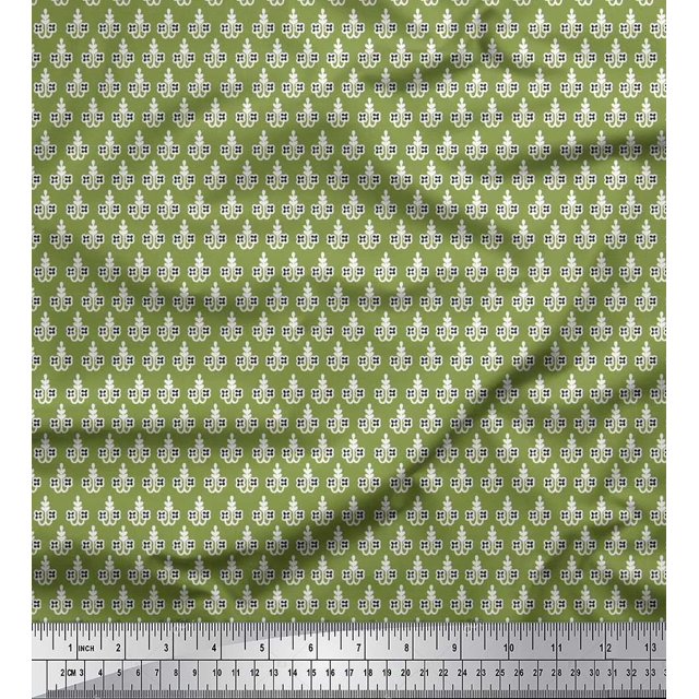 Soimoi Poly Georgette Fabric Floral Block Print Fabric by The Yard 42 Inch Wide