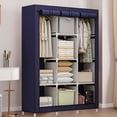 thumbnail image 4 of Blue Dustproof Closet Wardrobe Multifunctional Fabric Storage Cabinet Assembly Organizer For Home Bedroom Portable Space Saving Storage Solution Easy Setup H-18 Blue, 4 of 6