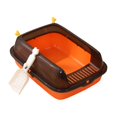 thumbnail image 4 of Cat Open Top Pet Litter Tray Cat Sand Box and Spoon Portable High Sided Kitten Orange, 4 of 9