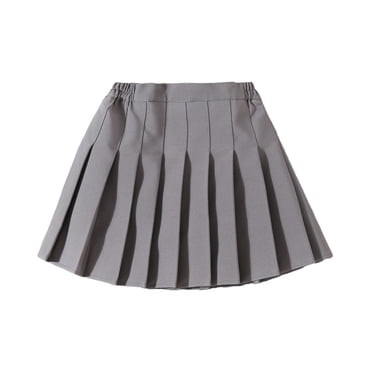 MIASHUI Girls Pleated Mini Skirt High Waist Tennis School Uniform Skirts,Light Gray,5-6 Years