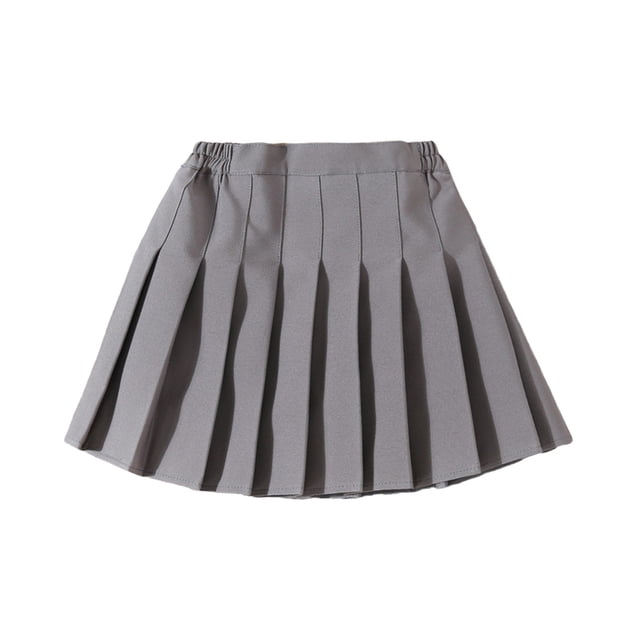 MIASHUI Jupe Mini Plissée pour Filles Taille Haute Tennis Uniforme Scolaire Jupes, Gris Pâle, 13-14 Ans