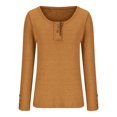 thumbnail image 4 of AherBiu Hauts à Manches Longues pour Femmes, Côtelés, Extensibles, Ajustés, Col Rond, Couche de Base, T-Shirts, Tunique, Chemisier, 4 of 5